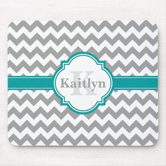 Blauwgroen grijs Chevron Pattern & Moroccan Quatre Muismat (Voorkant)