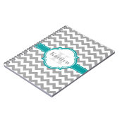 Blauwgroen grijs Chevron Pattern & Moroccan Quatre Notitieboek (Linkerzijde)