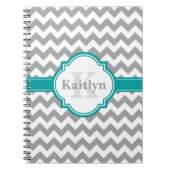 Blauwgroen grijs Chevron Pattern & Moroccan Quatre Notitieboek (Voorkant)