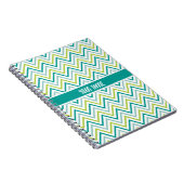 Blauwgroen grijs Chevron Zigzag Monogram Notitieboek (Rechterzijde)