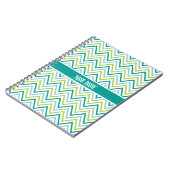 Blauwgroen grijs Chevron Zigzag Monogram Notitieboek (Linkerzijde)