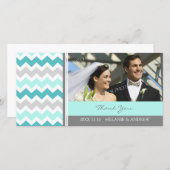 Blauwgroen Grijs Dank u bruiloft foto kaarten (Voorkant / Achterkant)