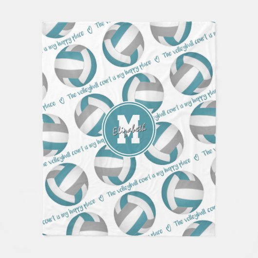 blauwgroen grijs De volleybalrechtbank is mijn gel Fleece Deken (Voorkant)