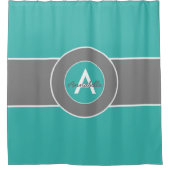 Blauwgroen grijs douchegordijn (Voorkant)