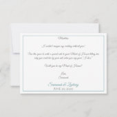 Blauwgroen & Grijs Elegant Be My Maid of Honor Kaa Kaart (Achterkant)