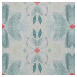 Blauwgroen grijs en schuur rood Bloemen Stof