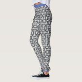 Blauwgroen, Grijs en Wit Patroon Leggings (Links)