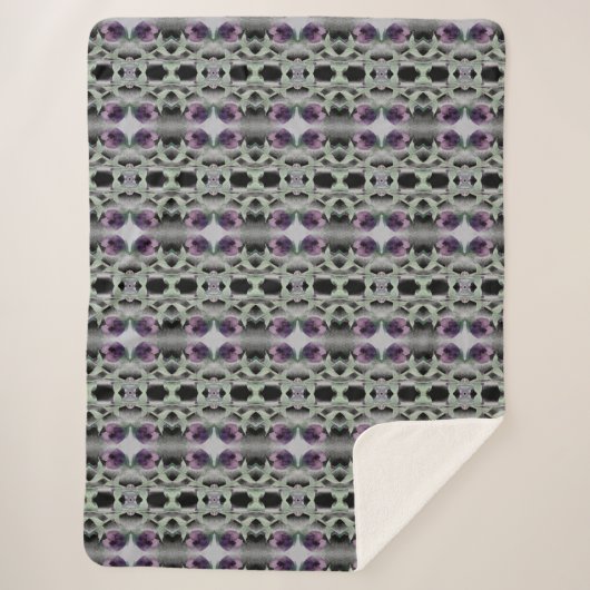 Blauwgroen grijs en zwart sherpa deken (Voorkant)