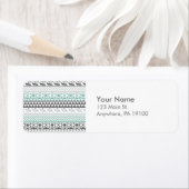 Blauwgroen grijs Geometric Aztec Tribal Print Patr Etiket (Insitu)