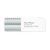 Blauwgroen grijs Geometric Aztec Tribal Print Patr Etiket (Voorkant)