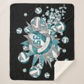 blauwgroen grijs girale volleybalbout op maat sherpa deken (Voorkant)