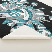 blauwgroen grijs girale volleybalbout op maat sherpa deken (3/4)