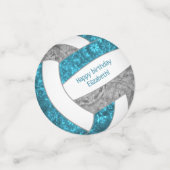 blauwgroen grijs girale volleybalfeest confetti (Kleine voorkant)