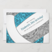 blauwgroen grijs girale volleybalfeest kaart (Voorkant)