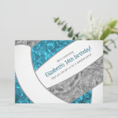 blauwgroen grijs girale volleybalfeest kaart (Staand voorkant)