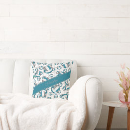 Blauwgroen grijs girale volleybalpatroon netaccent kussen