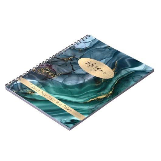 Blauwgroen grijs goudink Abstracte naam/Onderwerp  Notitieboek (Linkerzijde)