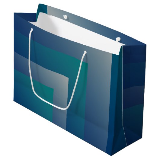 Blauwgroen grijs groot cadeauzakje (Voorkant Gekanteld)