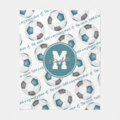 blauwgroen grijs Het voetbalveld is mijn blije ple Fleece Deken (Voorkant)