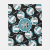 blauwgroen grijs Ik hou van volleybaltekstpatroon Fleece Deken (Voorkant)