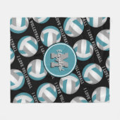 blauwgroen grijs Ik hou van volleybaltekstpatroon Fleece Deken (Voorkant (Horizontaal))