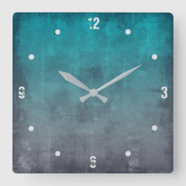 Blauwgroen grijs Matig Rustisch omber Abstract Vierkante Klok
