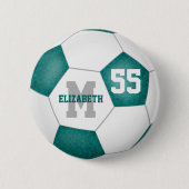 blauwgroen grijs meisje gepersonaliseerd ronde button 5,7 cm (Voorkant)