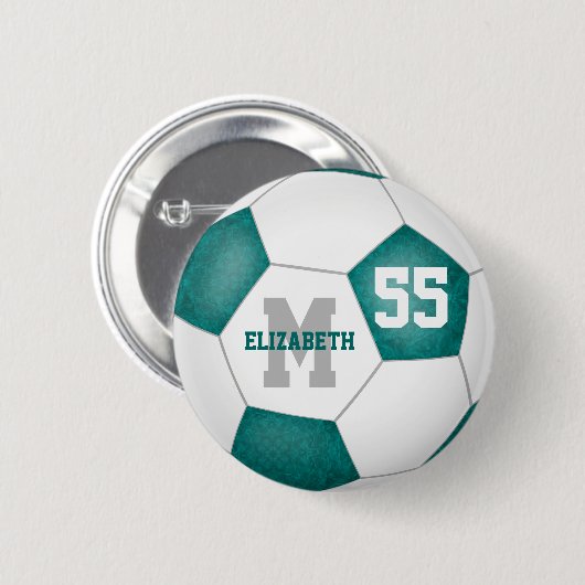blauwgroen grijs meisje gepersonaliseerd ronde button 5,7 cm (Voorkant /achterkant)