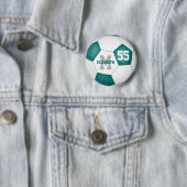 blauwgroen grijs meisje gepersonaliseerd ronde button 5,7 cm (In situ)