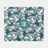 Blauwgroen grijs meisjesschool team kleuren volley fleece deken (Voorkant (Horizontaal))