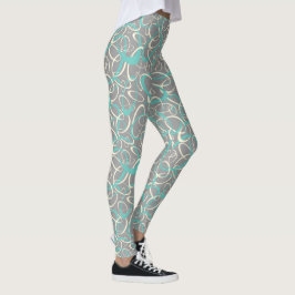 blauwgroen grijs mod retro lussen geometrisch patr leggings