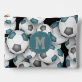 blauwgroen grijs monogram voetballen patroon etui (Voorkant)