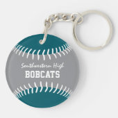 blauwgroen grijs of ELKE team kleuren softbal honk Sleutelhanger (Achterkant)