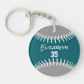 blauwgroen grijs of ELKE team kleuren softbal honk Sleutelhanger (Voorkant)