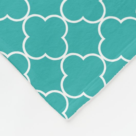 Blauwgroen grijs Quatrefoil Patroonmonogram Blanke Fleece Deken (Hoek)