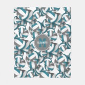 blauwgroen grijs schoolteam kleuren volleyballen fleece deken (Voorkant)