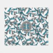 blauwgroen grijs schoolteam kleuren volleyballen fleece deken (Voorkant (Horizontaal))