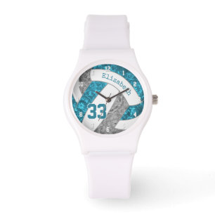 blauwgroen grijs sportieve meisjes aangepaste voll horloge