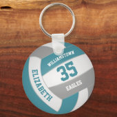 blauwgroen grijs sportteam kleuren meisjes volleyb sleutelhanger (Voorkant)