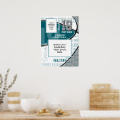 blauwgroen grijs team kleuren basketbal team foto poster (Keuken)