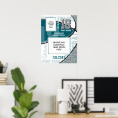 blauwgroen grijs team kleuren basketbal team foto poster (Thuiskantoor)