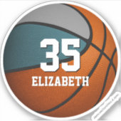 blauwgroen grijs team kleuren jongens basketbal sticker (Voorkant)