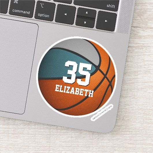 blauwgroen grijs team kleuren jongens basketbal sticker (Detail)