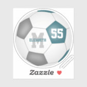 Blauwgroen grijs team kleuren jongens voetbal sticker (Vel)