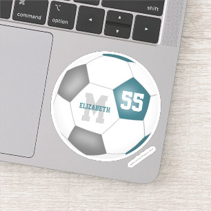 Blauwgroen grijs team kleuren jongens voetbal sticker