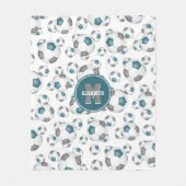 blauwgroen grijs team kleuren jongens voetballen fleece deken (Voorkant)