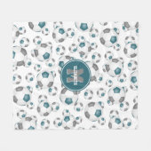 blauwgroen grijs team kleuren jongens voetballen fleece deken (Voorkant (Horizontaal))