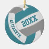 blauwgroen grijs team kleuren keepaardvolleybal keramisch ornament (Voorkant)
