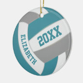 blauwgroen grijs team kleuren keepaardvolleybal keramisch ornament (Links)