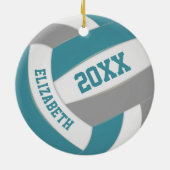 blauwgroen grijs team kleuren keepaardvolleybal keramisch ornament (Achterkant)